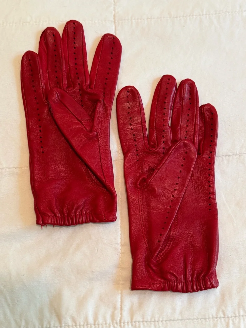 Classic Red Leather Driving Gloves for Women